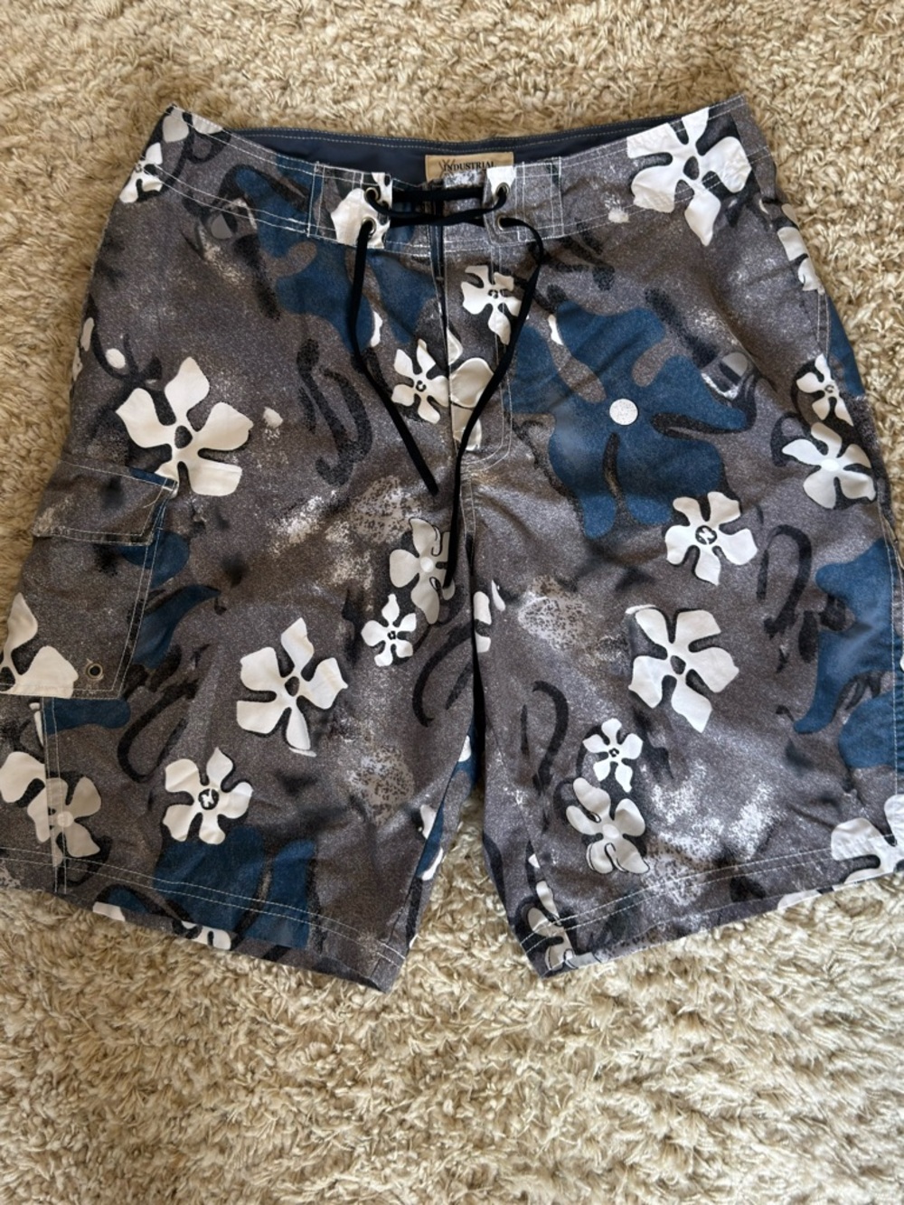 Grey & Blue Floral Board Shorts